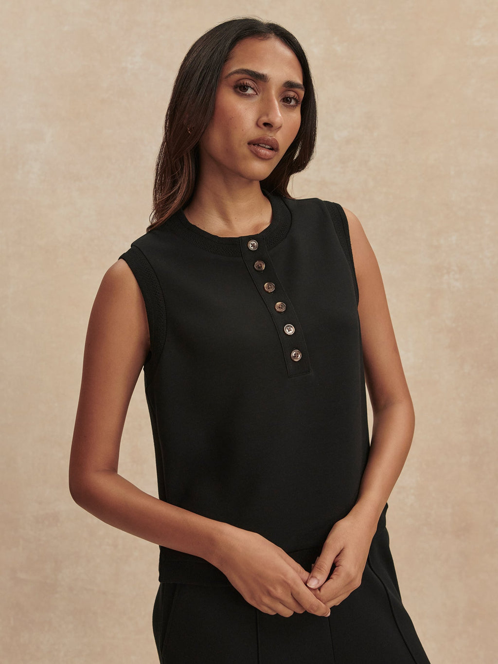 Marla Button Placket Tank Black - Varley