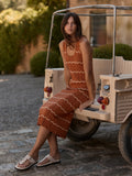 Yuna Scallop Knit Dress Caramel Clay/ Anise Flower - Varley