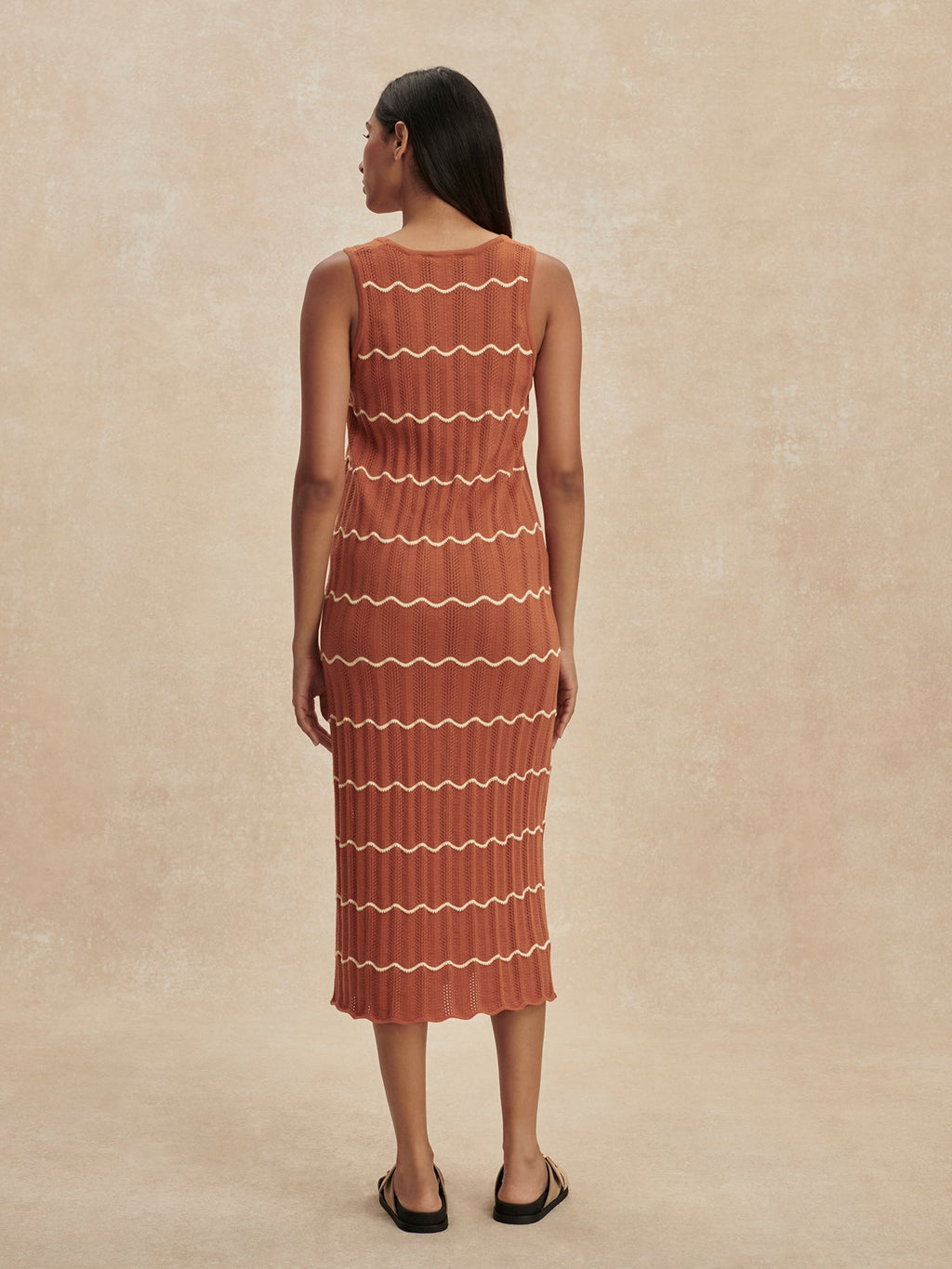 Yuna Scallop Knit Dress Caramel Clay/ Anise Flower - Varley