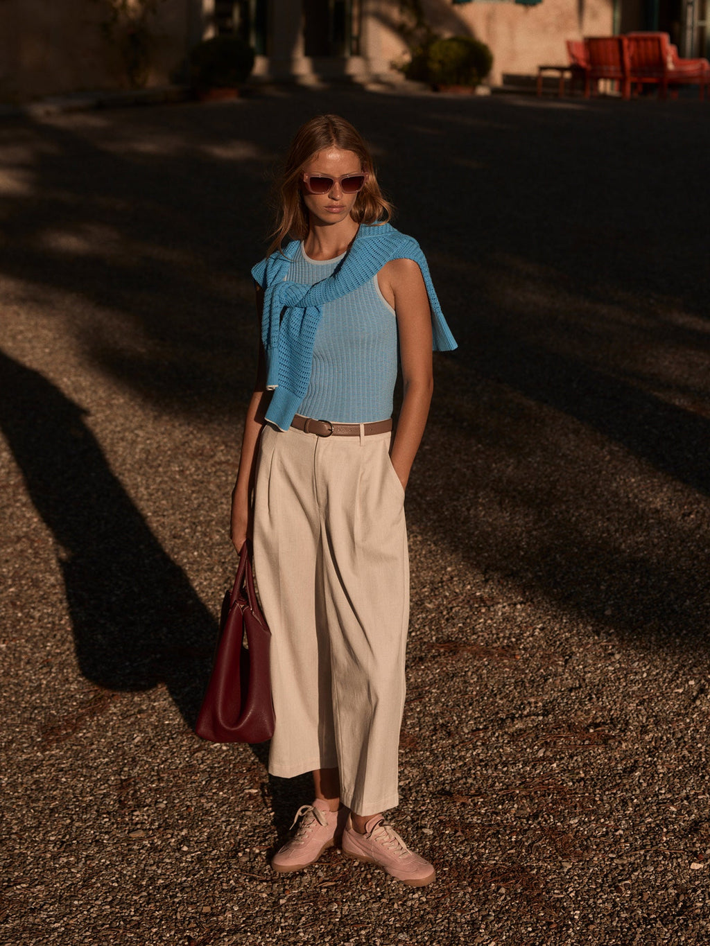 Hanson Rib Knit Tank Top Mist Blue - Varley