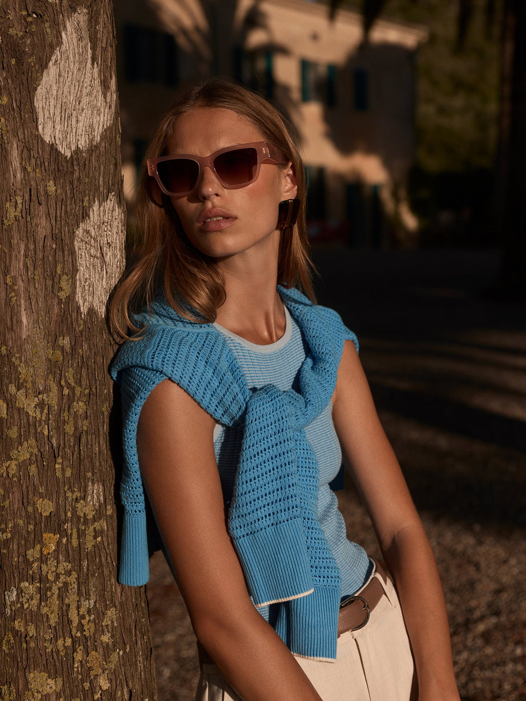 Hanson Rib Knit Tank Top Mist Blue - Varley