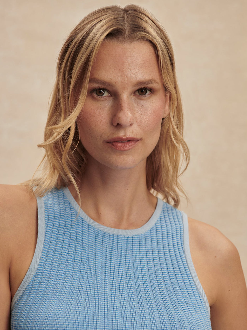 Hanson Rib Knit Tank Top Mist Blue - Varley
