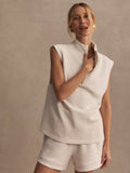 Magnolia Half Zip Tank 2.0 Ivory Marl - Varley
