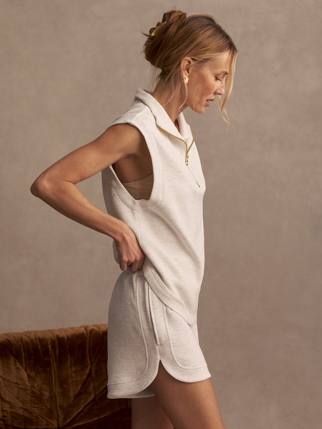 Magnolia Half Zip Tank 2.0 Ivory Marl - Varley