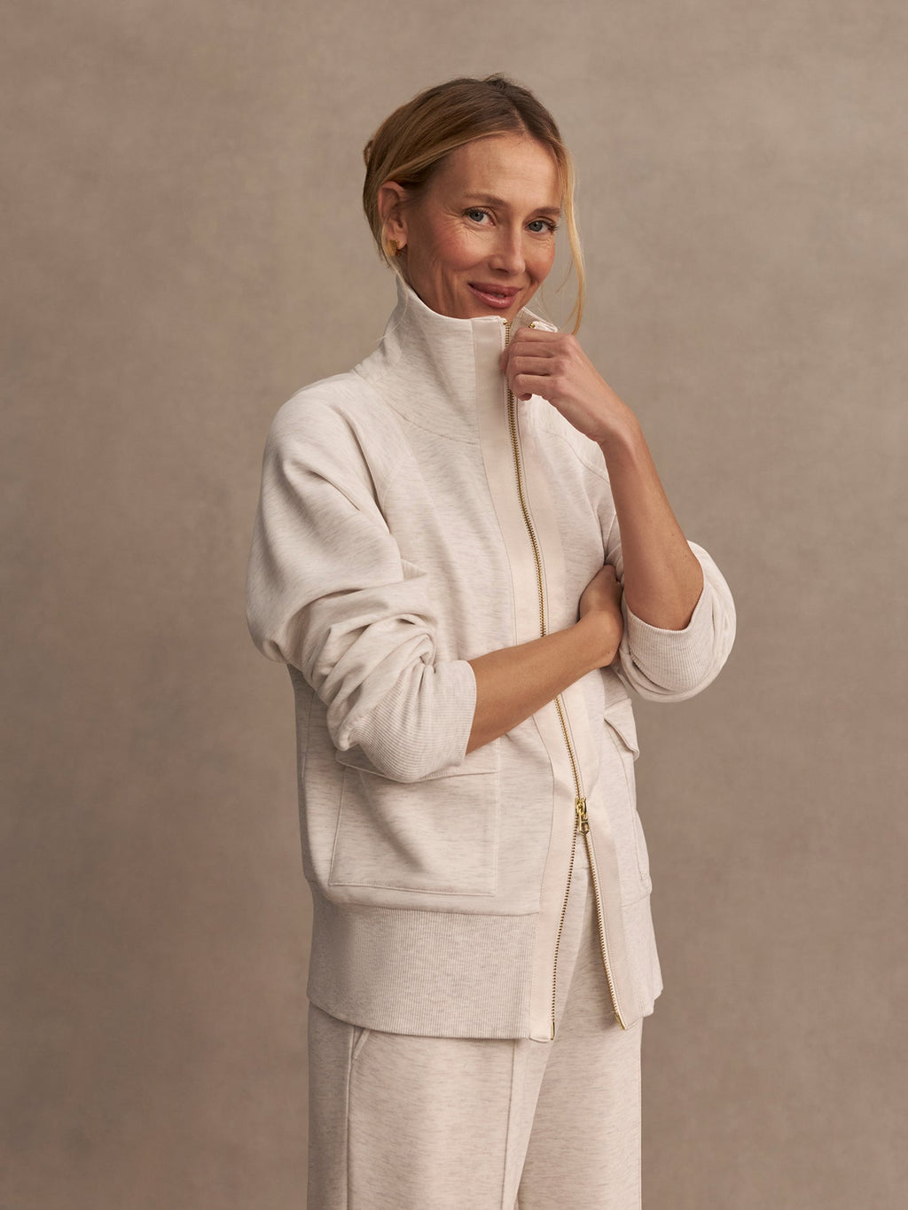 Roxbury Zip-Through Sweat | Varley Us Ivory Marl - Varley
