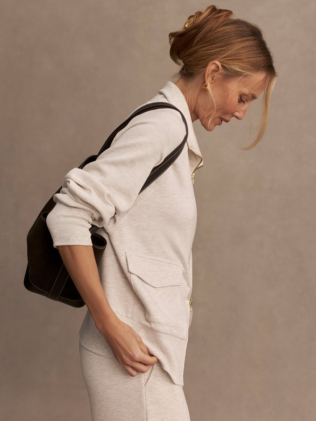 Roxbury Zip-Through Sweat | Varley Us Ivory Marl - Varley