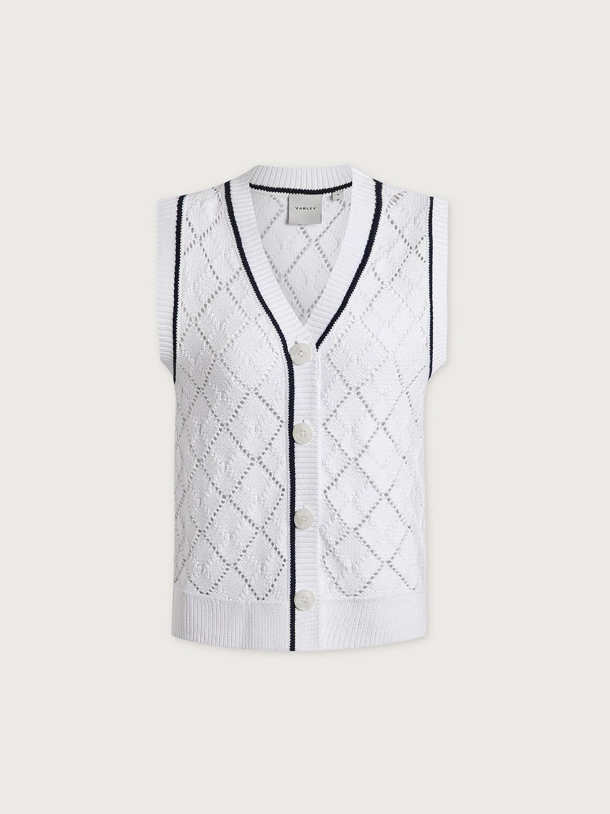 Tyla Button Through Vest White - Varley
