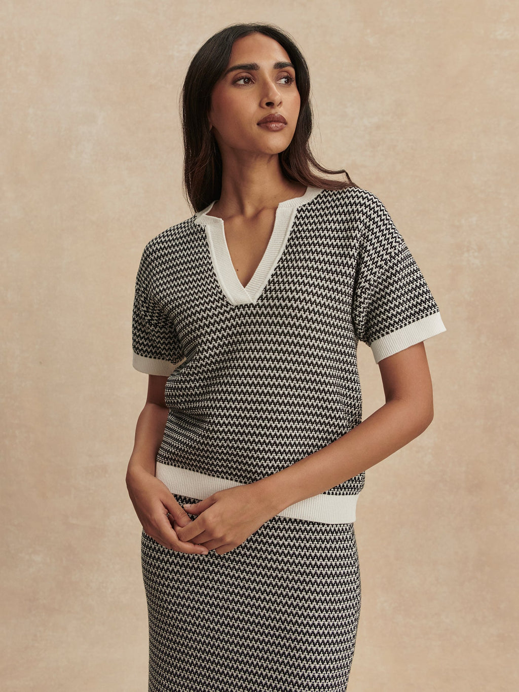 Dora Knit Top 2.0 Snow White/ Black - Varley