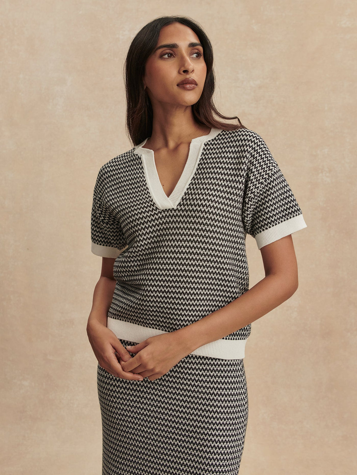 Dora Knit Top 2.0 Snow White/ Black - Varley