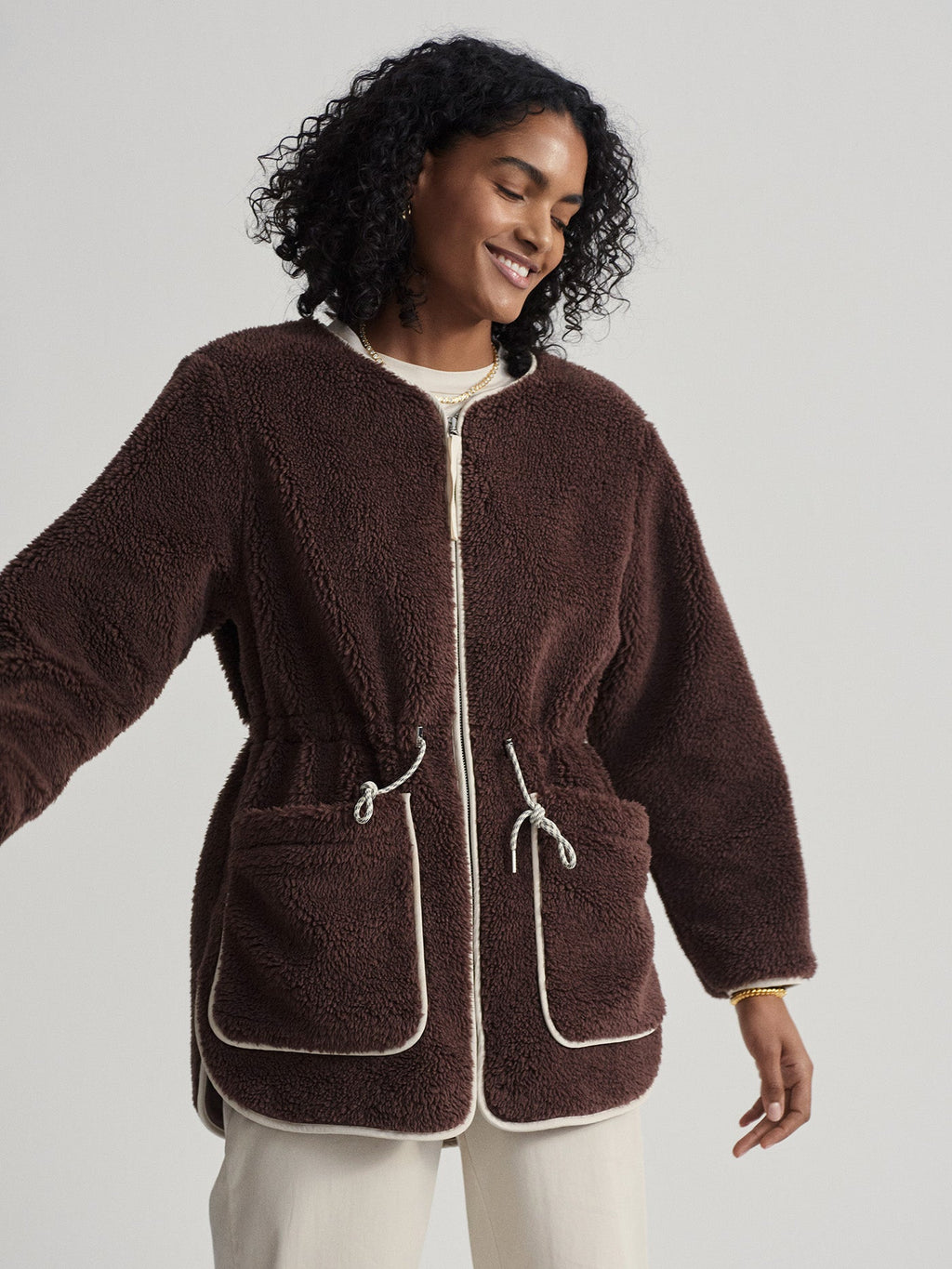Angelina Sherpa Coat French Roast - Varley