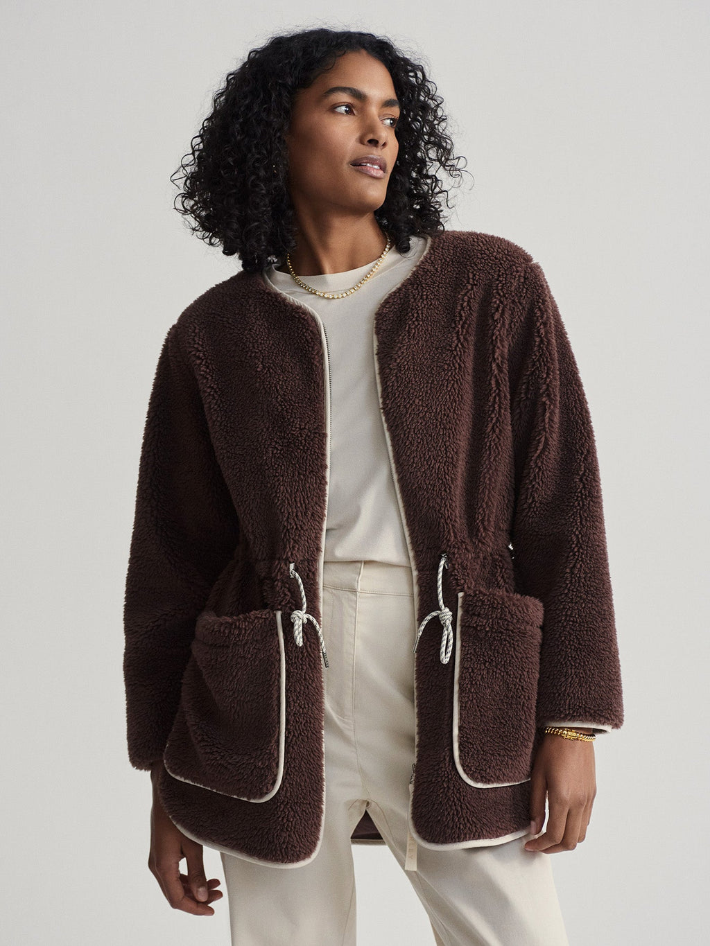 Angelina Sherpa Coat French Roast - Varley