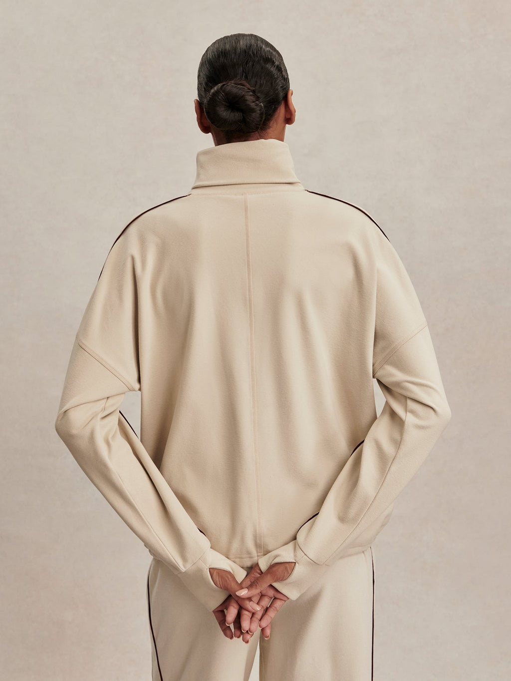 Ariana High Neck Active Sweatshirt Cement Marl/ Bitter Chocolate - Varley