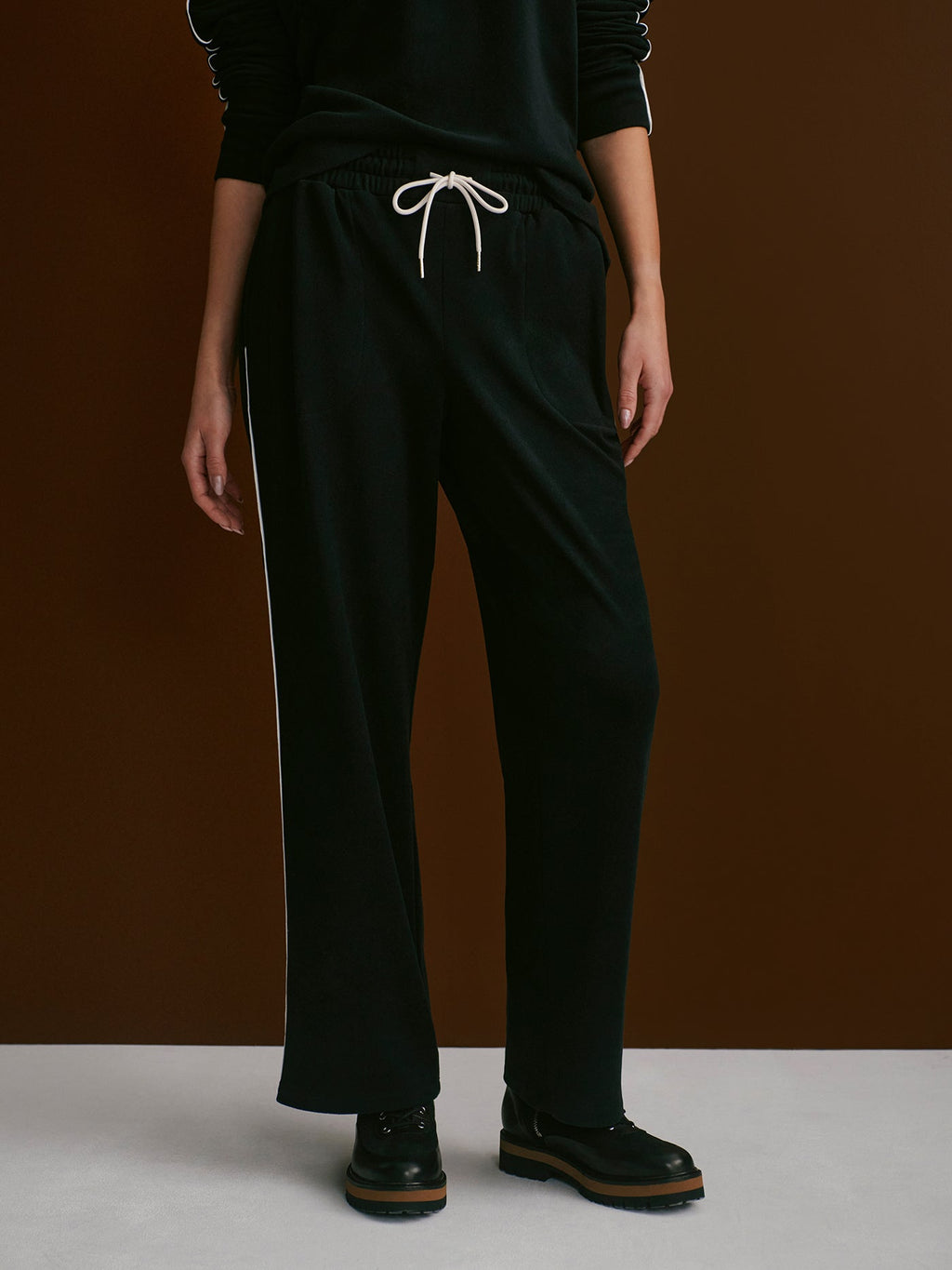 Brushed Rib Straight Leg Pant 30 Black/ Snow White - Varley