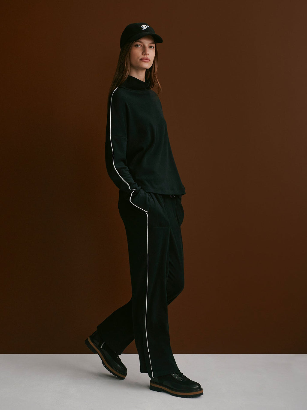 Brushed Rib Straight Leg Pant 30 Black/ Snow White - Varley