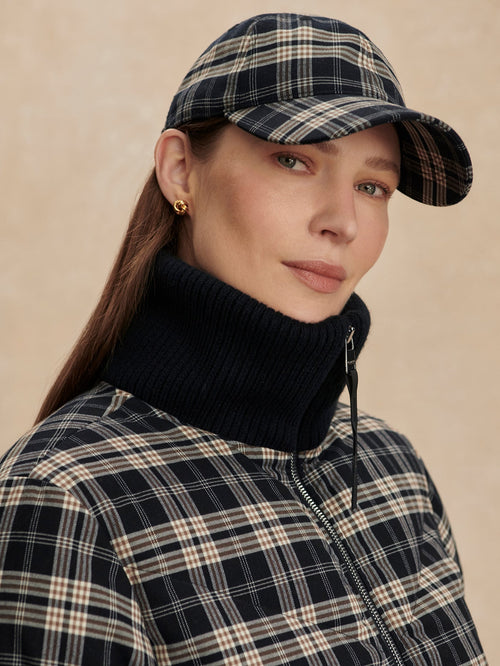 Aliha Soft Flannel Cap Navy/ Sandshell Check - Varley
