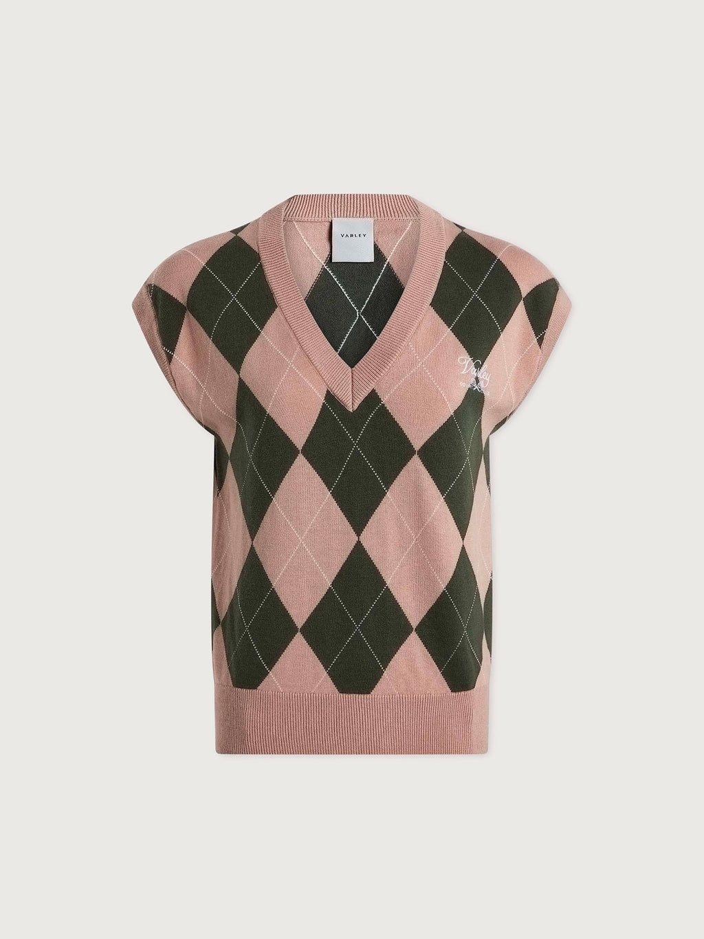 Avika Argyle Vest Dusty Pink/ Deep Ivy - Varley