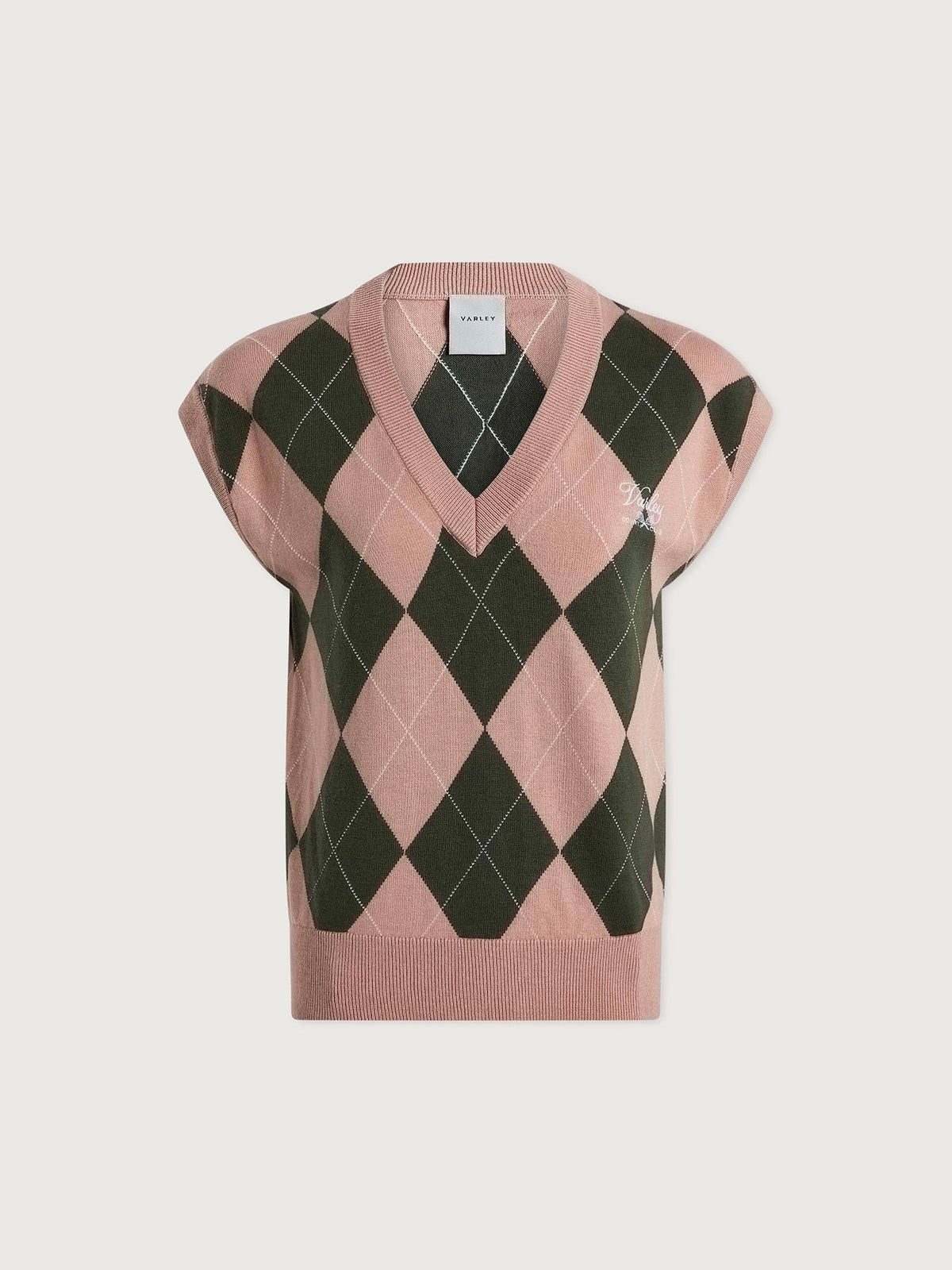 Avika Argyle Vest Dusty Pink/ Deep Ivy - Varley