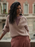 Kennings Half Button Knit Ginger Rose Fleck - Varley