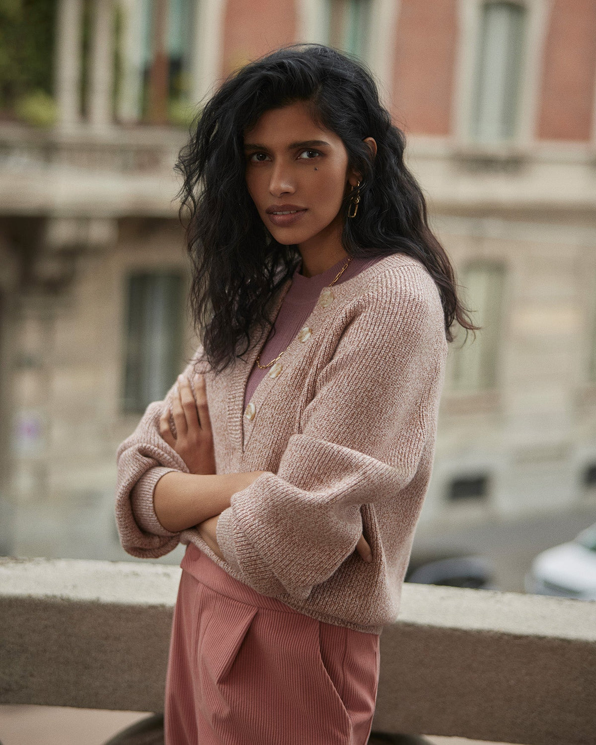 Kennings Half Button Knit Ginger Rose Fleck - Varley