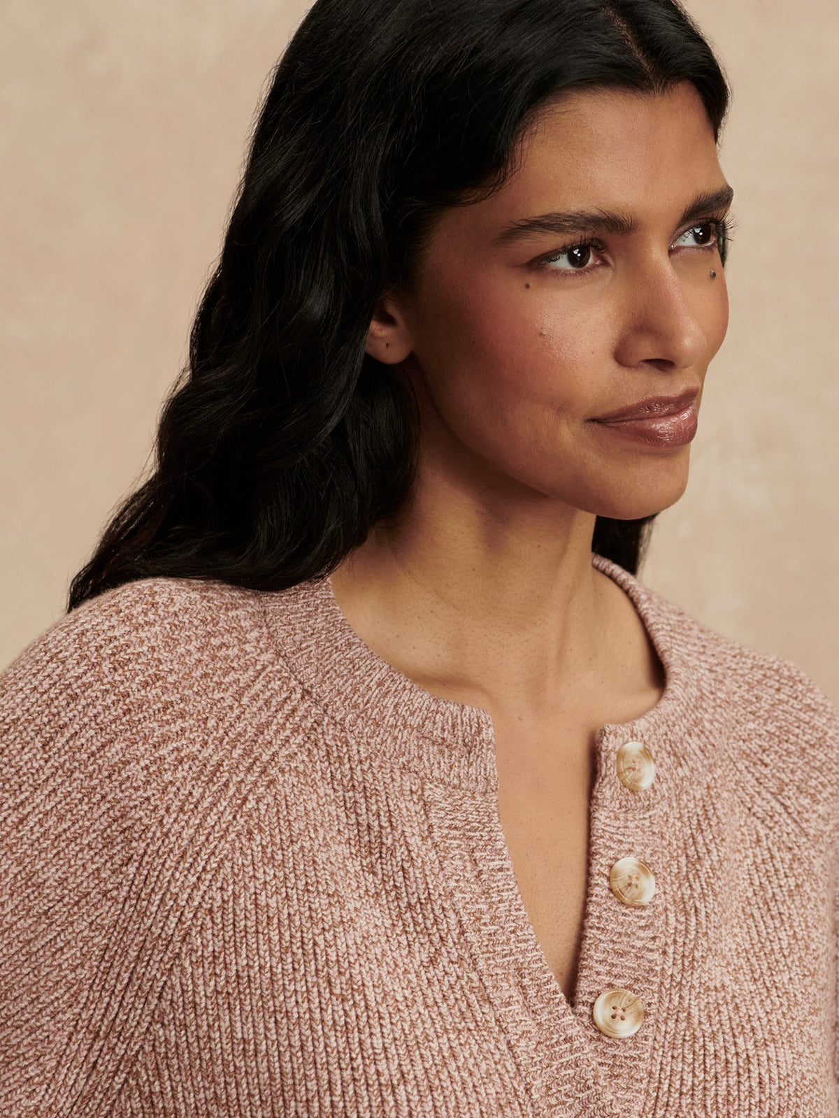 Kennings Half Button Knit Ginger Rose Fleck - Varley
