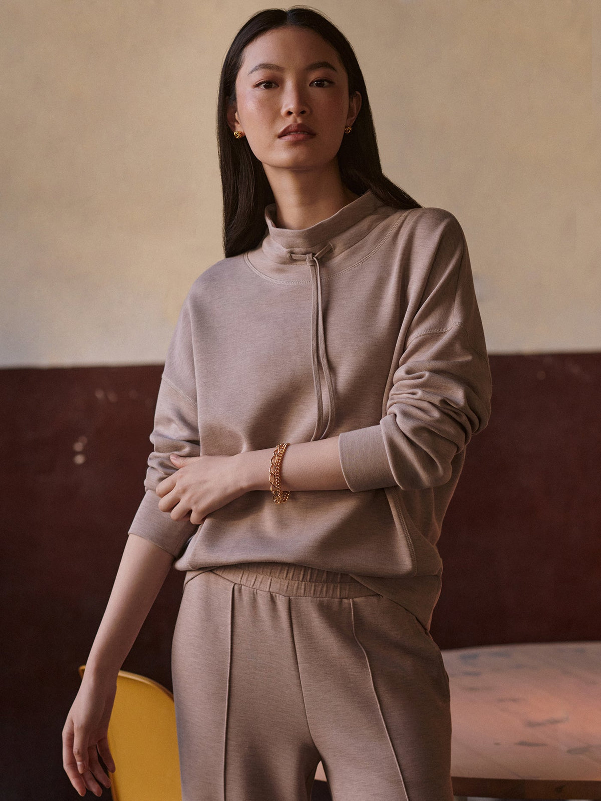 Oakdale Sweat Taupe Marl - Varley