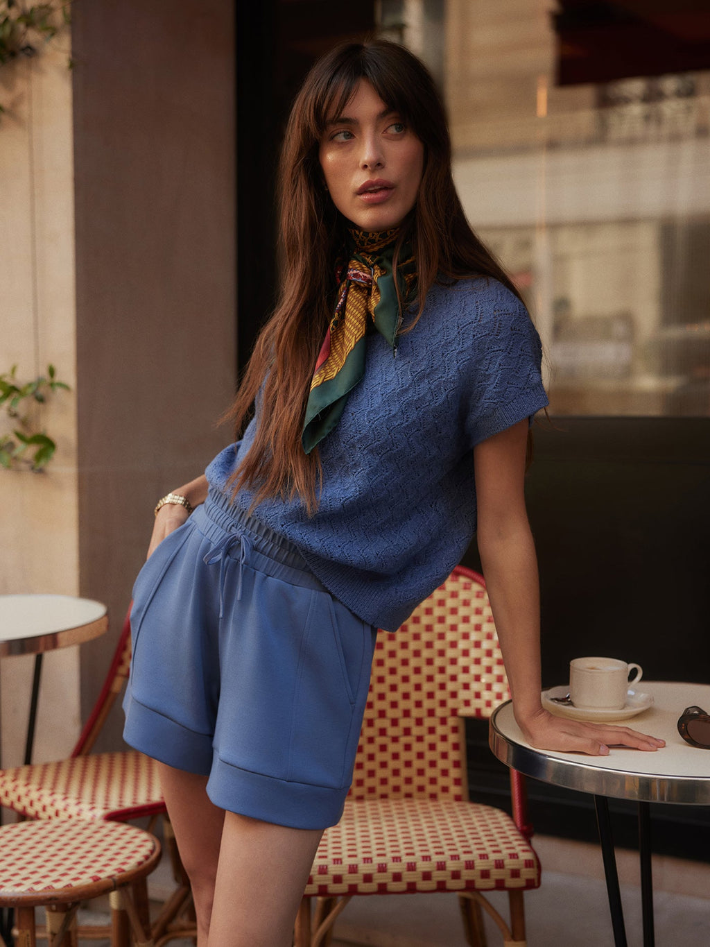 Manae Pointelle Knit Top Bijou Blue - Varley