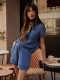 Manae Pointelle Knit Top Bijou Blue - Varley