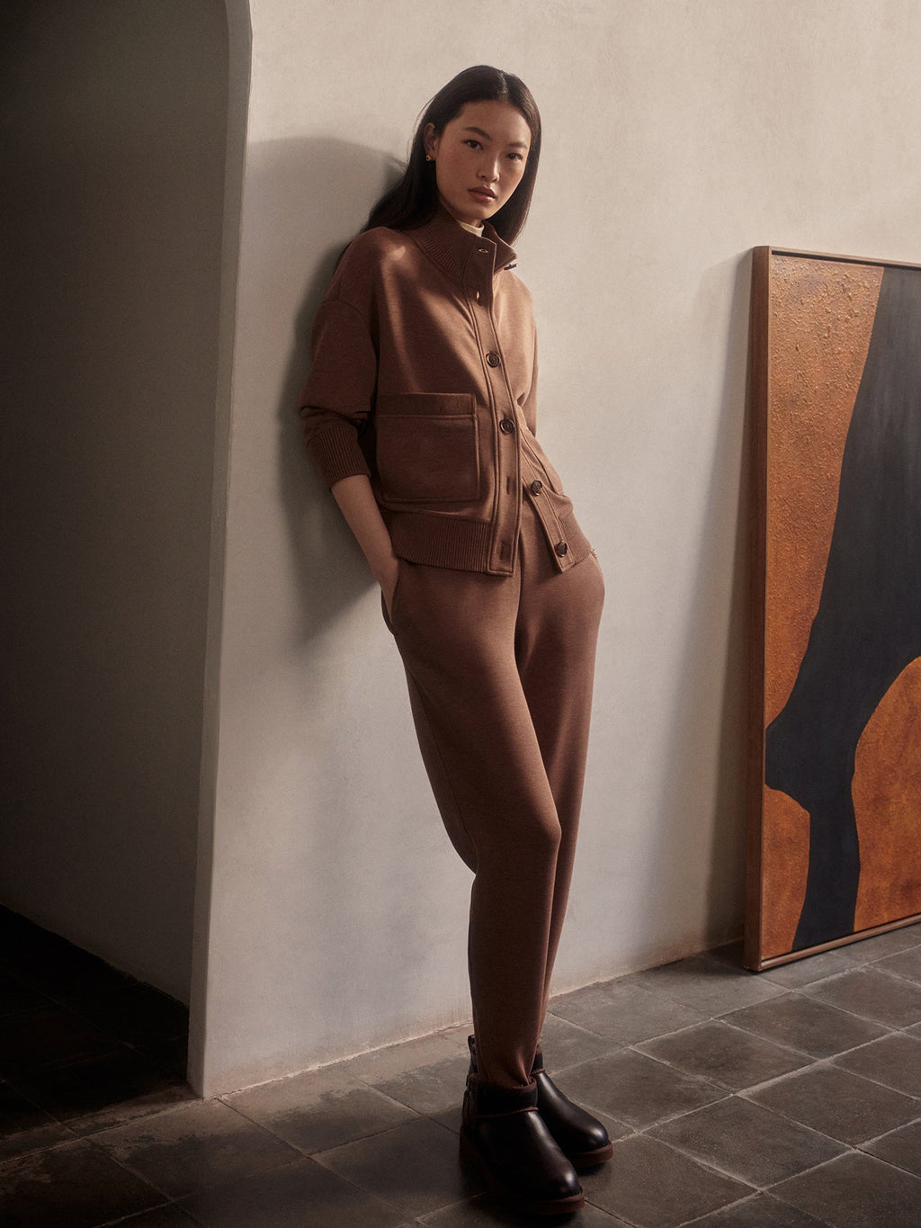 Sabrina Button Through Sweat Golden Bronze Marl - Varley