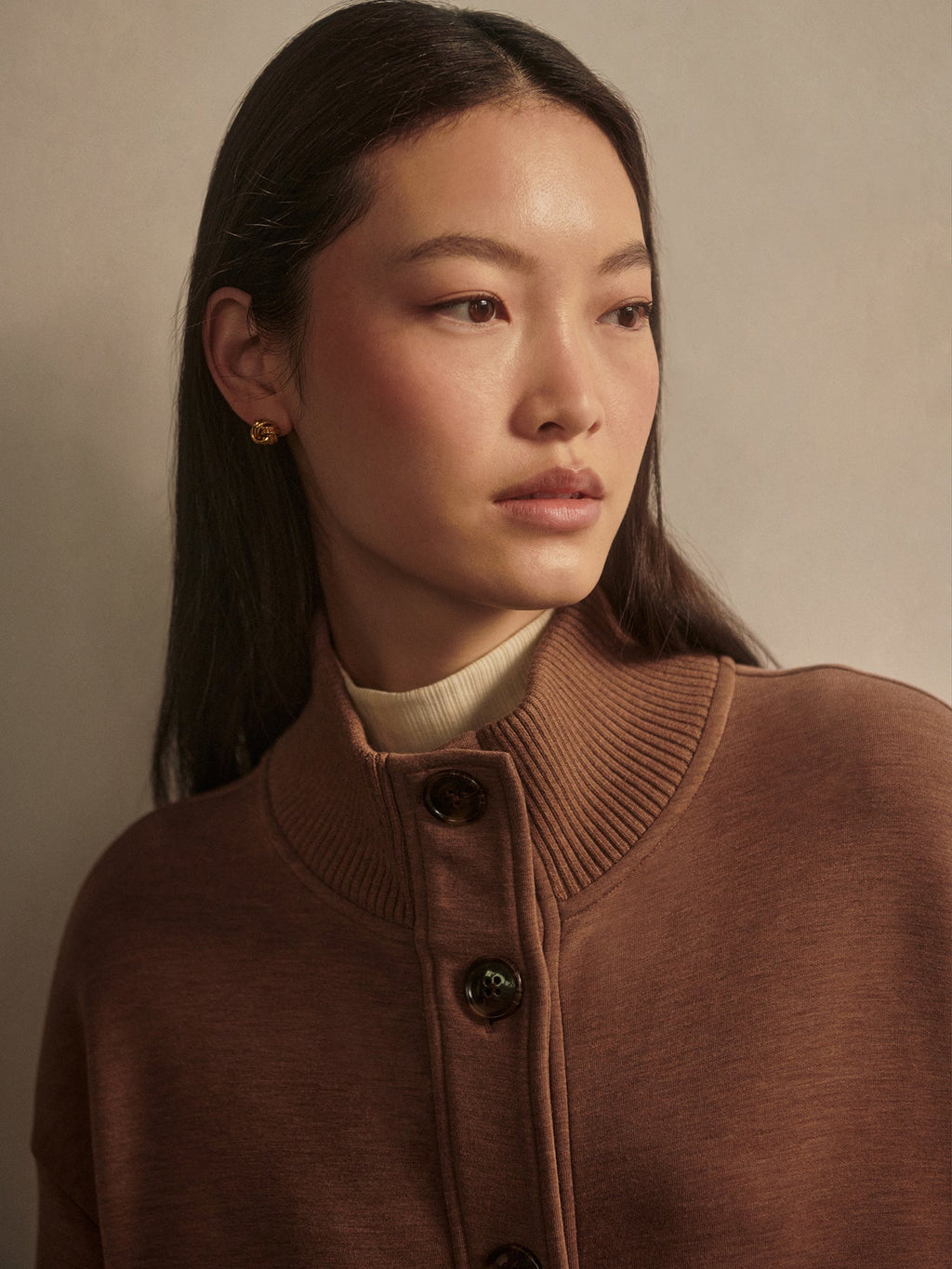 Sabrina Button Through Sweat Golden Bronze Marl - Varley