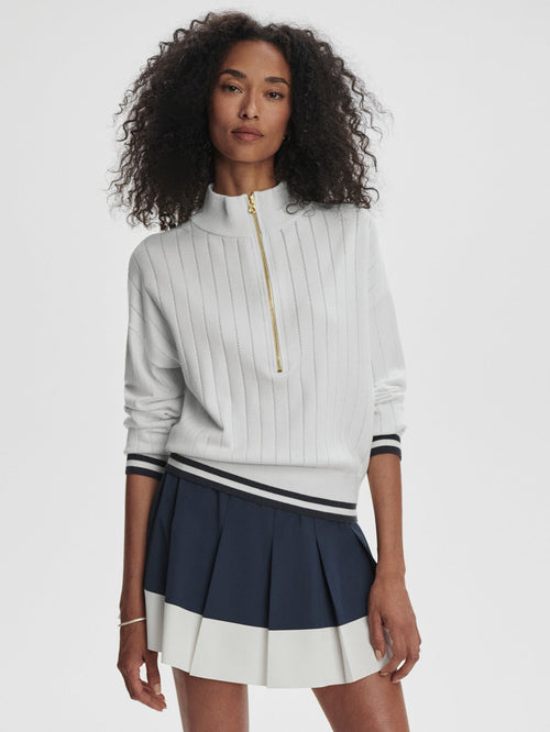 Aliyah Half Zip Knit White/ Blue Nights - Varley