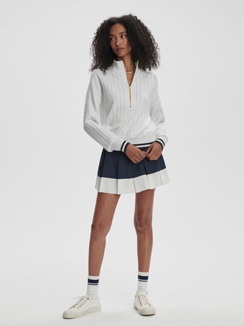 Aliyah Half Zip Knit White/ Blue Nights - Varley