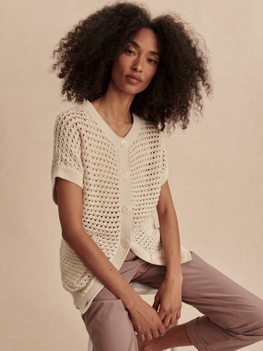 Sidra Dropped Sleeve Cardigan Birch - Varley