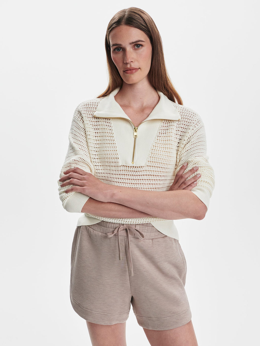 Billie Half-Zip Knit | VARLEY US Egret - Varley