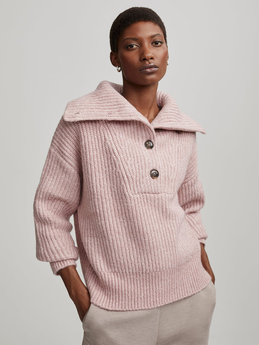 Peverel Button Placket Knit | VARLEY US Woodrose - Varley