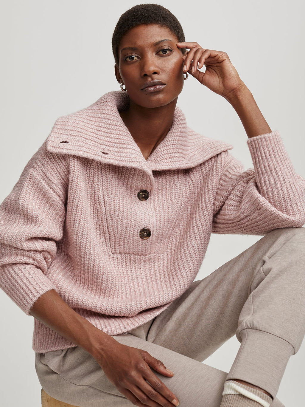Peverel Button Placket Knit | VARLEY US Woodrose - Varley