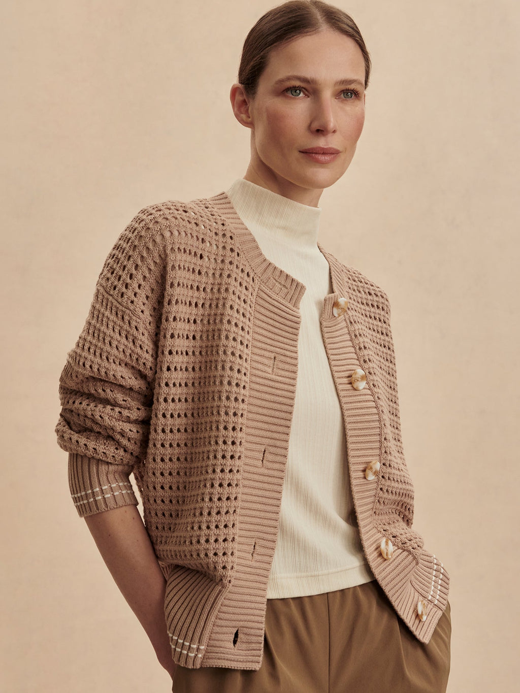 Kris Relaxed Fit Knit Cardigan | VARLEY US Light Taupe - Varley