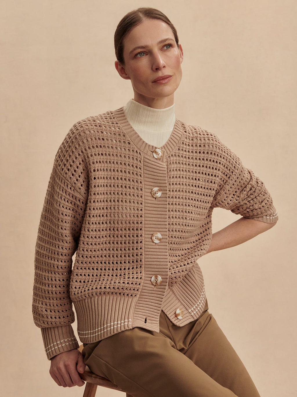 Kris Relaxed Fit Knit Cardigan | VARLEY US Light Taupe - Varley