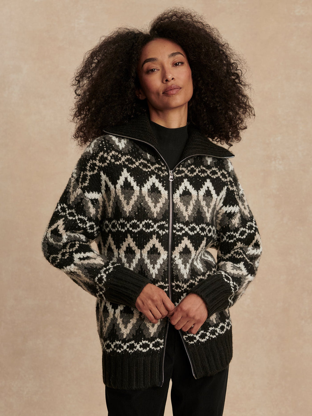 Brooke Fairisle Knit Jacket | VARLEY US Black Mountain Fairisle - Varley