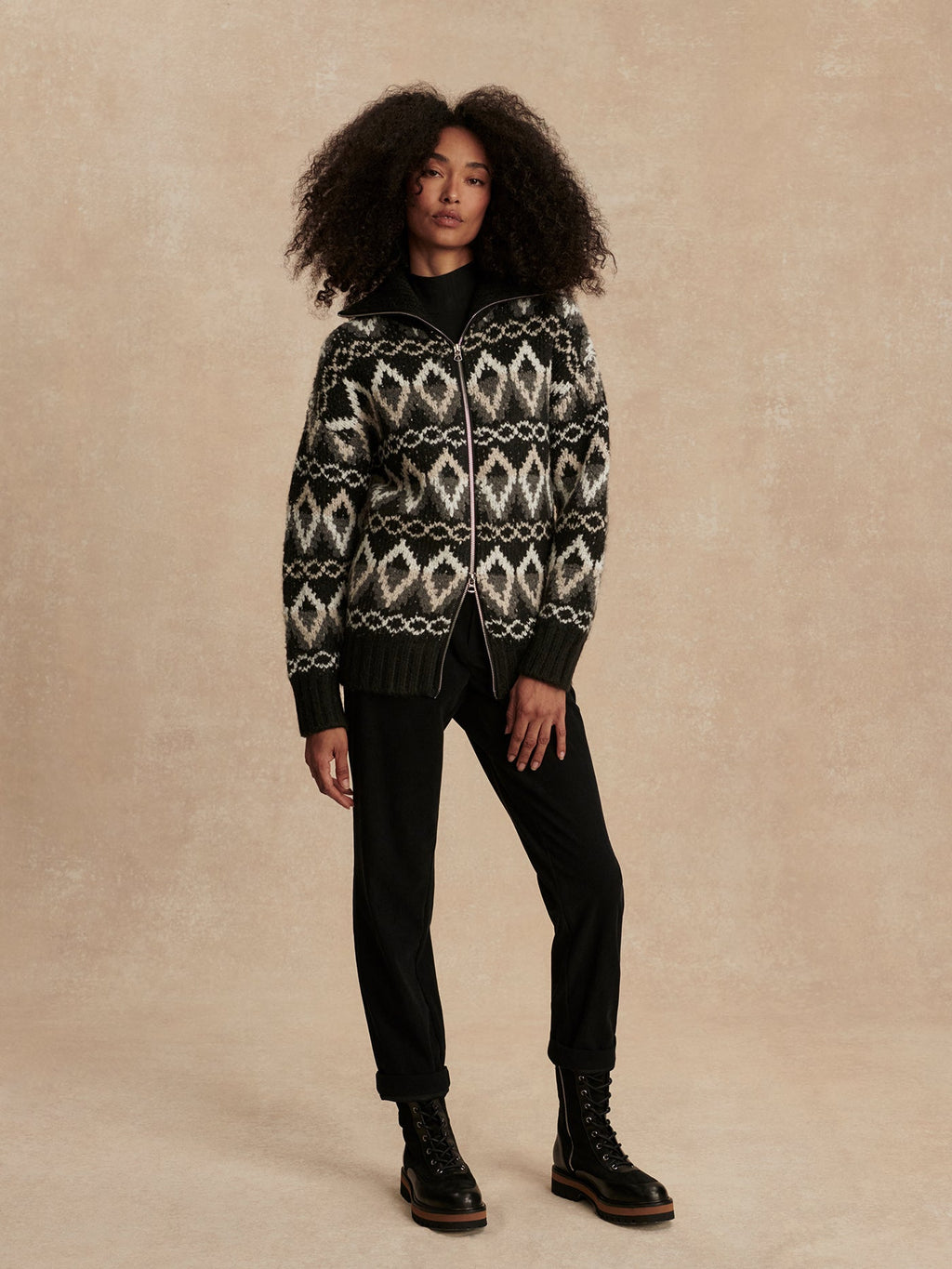 Brooke Fairisle Knit Jacket | VARLEY US Black Mountain Fairisle - Varley