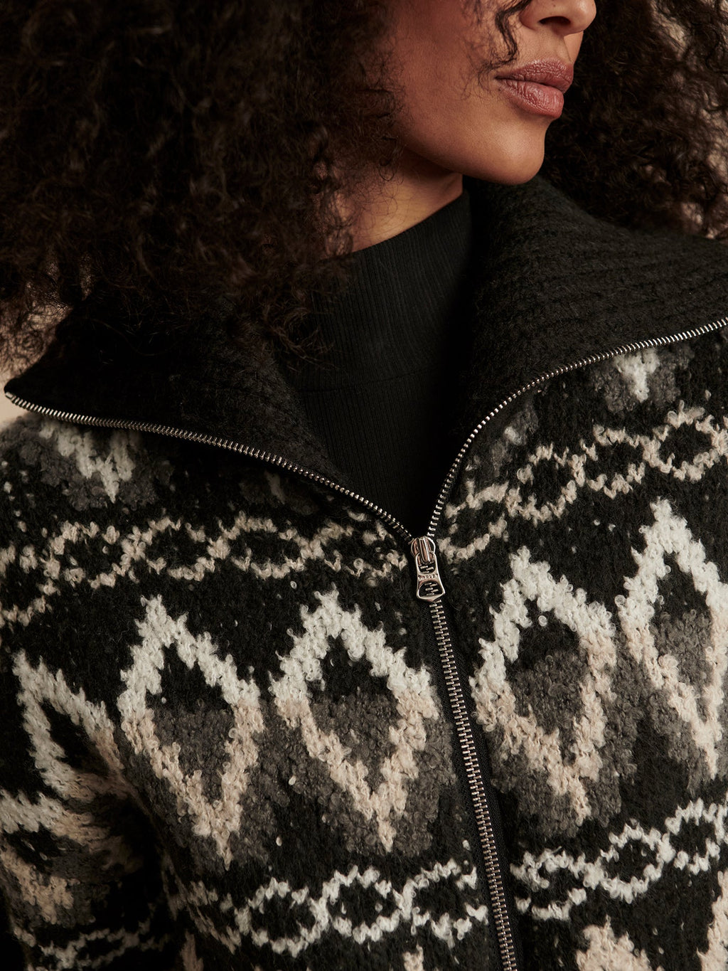 Brooke Fairisle Knit Jacket | VARLEY US Black Mountain Fairisle - Varley