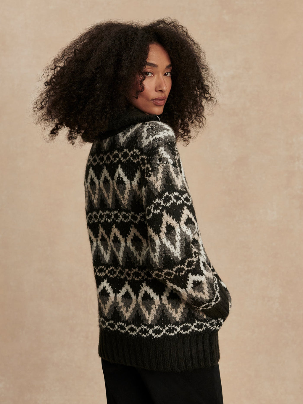 Brooke Fairisle Knit Jacket | VARLEY US Black Mountain Fairisle - Varley